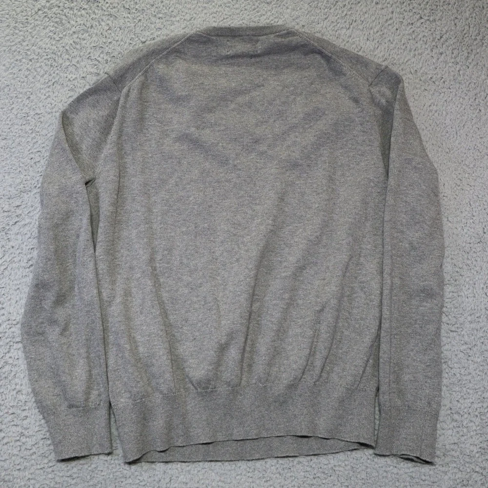 Polo Ralph Lauren Mens Grey Pima Cotton V-Neck Sweater Size M Pony Logo 2426